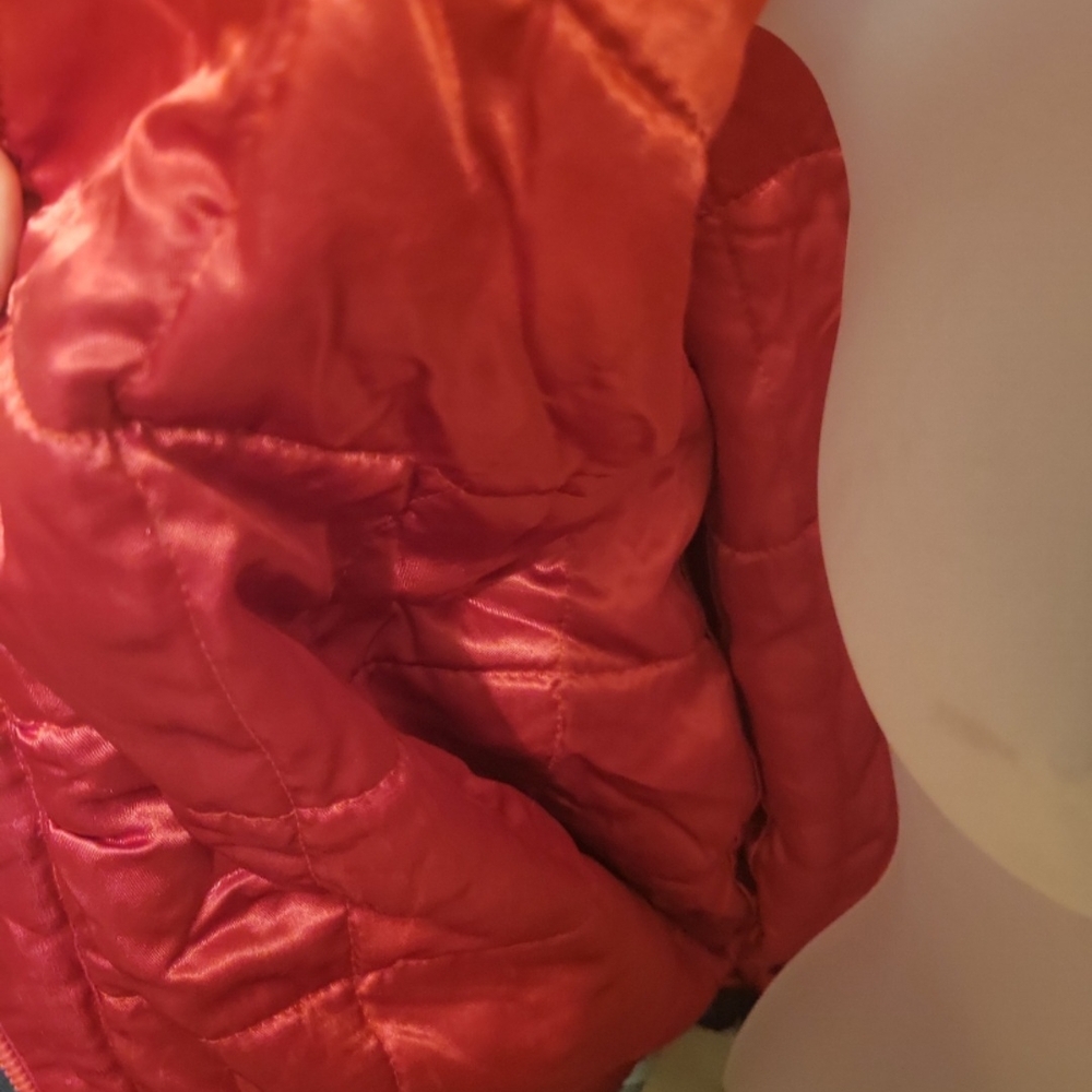 Patchwork Denim Jacket With Red Accents - image 7